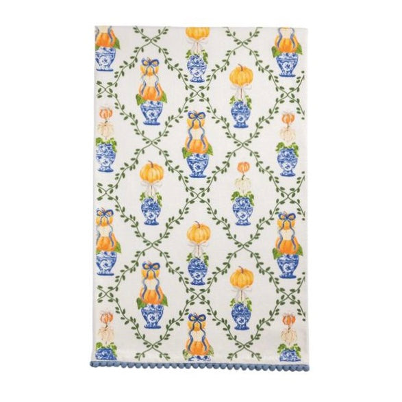 Lattice Pumpkin Topiary Tea Towel