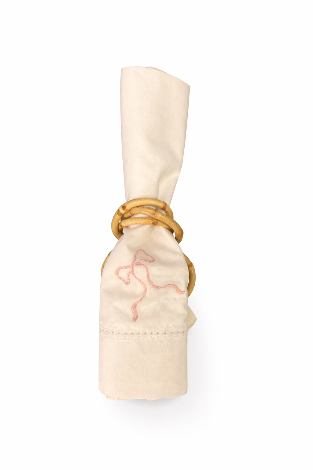 Pink Bow Embroidered Dinner Napkins