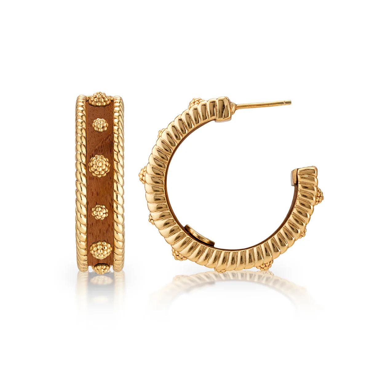 Berry Medium Hoop Earrings, Teak