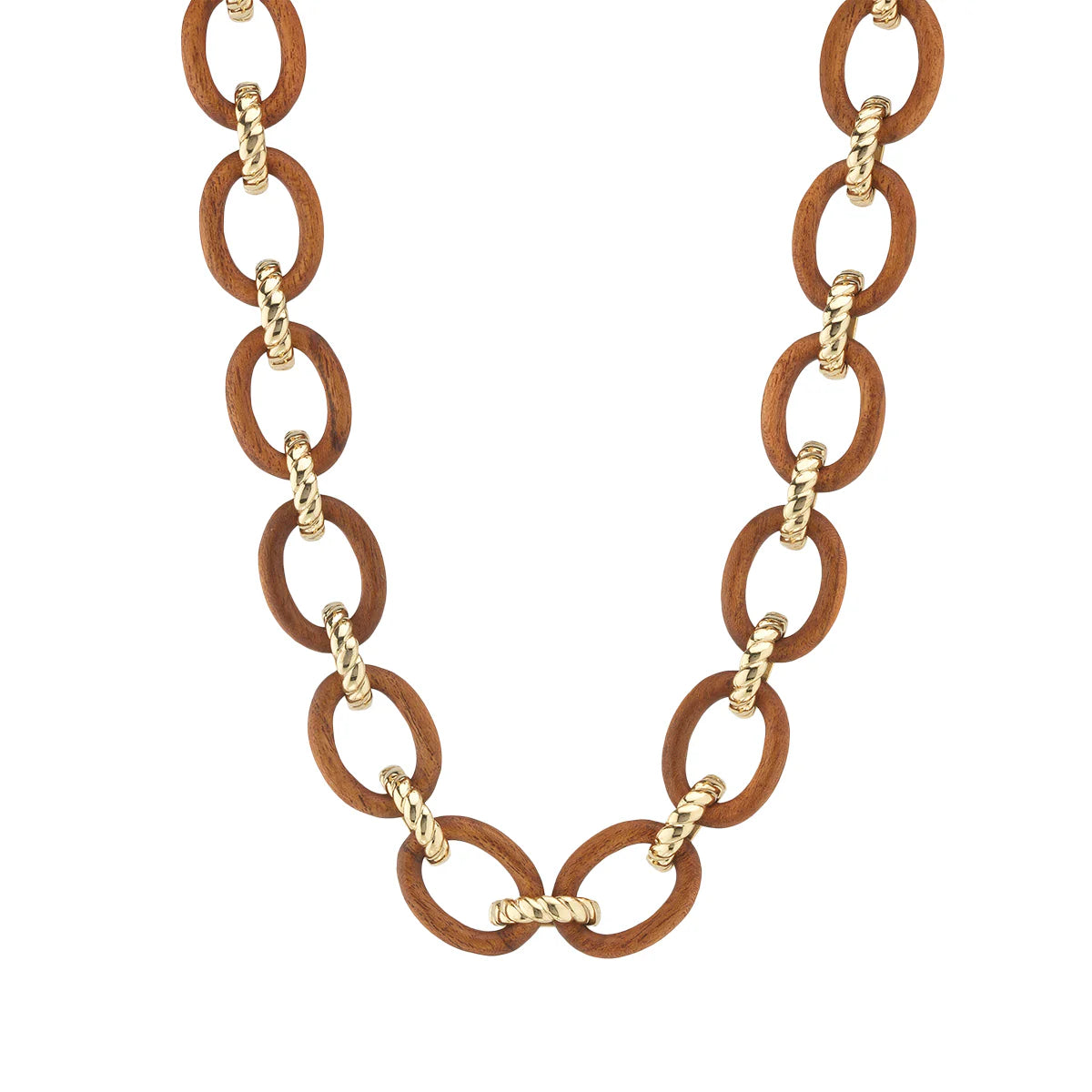 Earth Goddess Link Necklace, 17"+2" - Teak