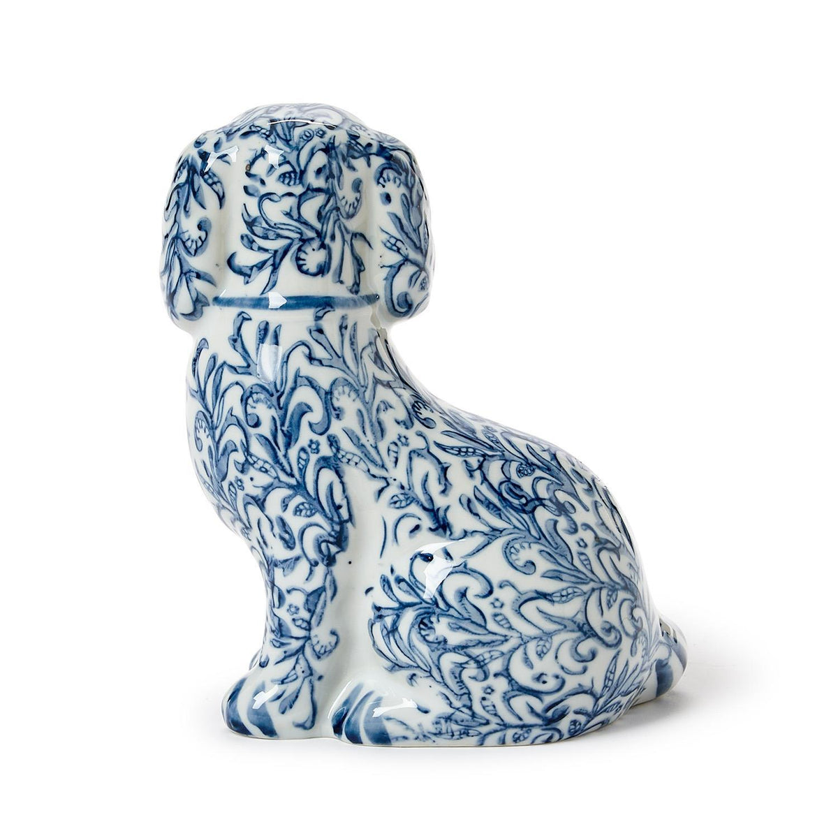 Chinoiserie Blue and White Staffordshire Dog