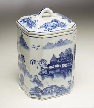 Blue Willow Square Jar
