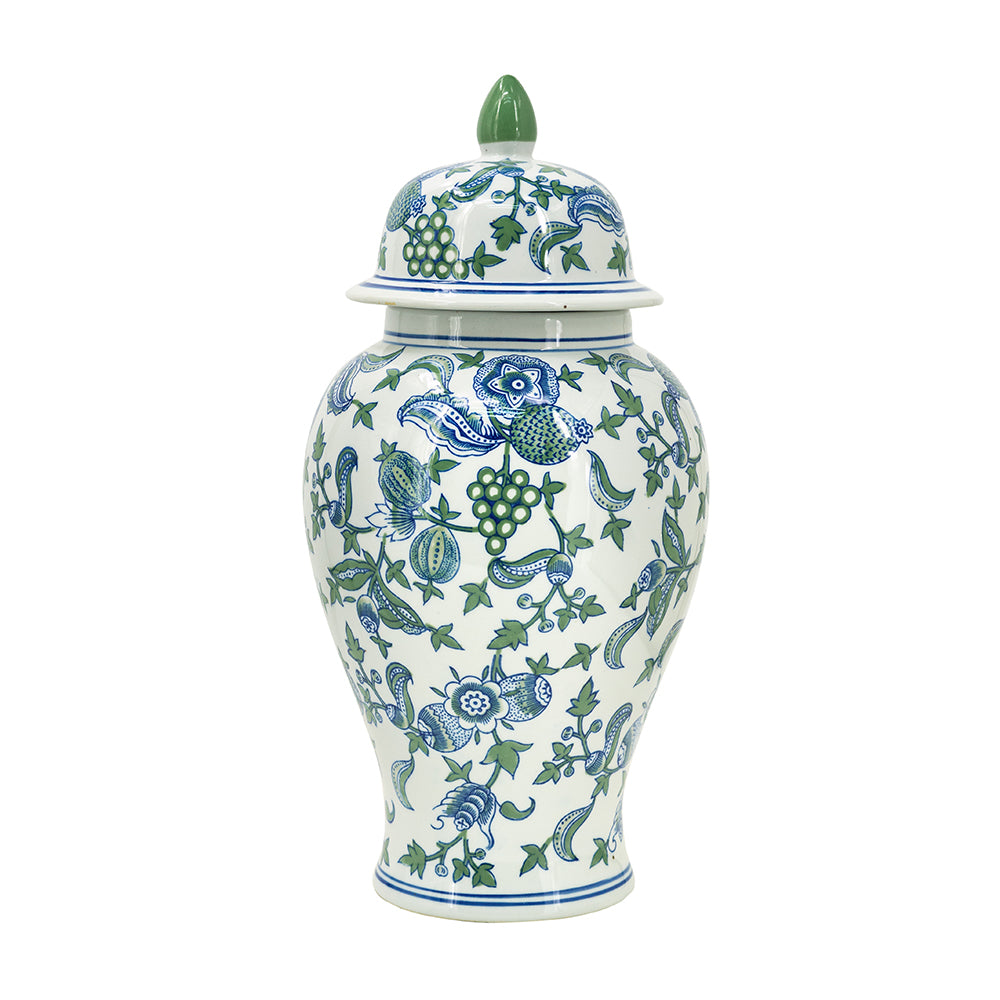 Ginger Jar - Blue, Green and White Cherry Blossom