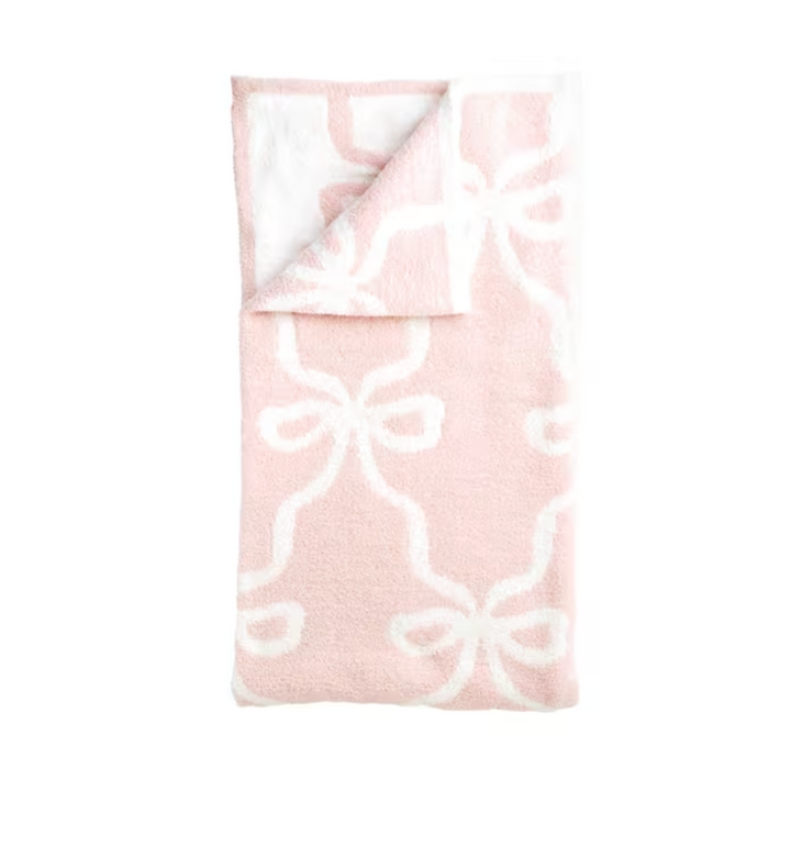 Blush Bow Chenille Blanket