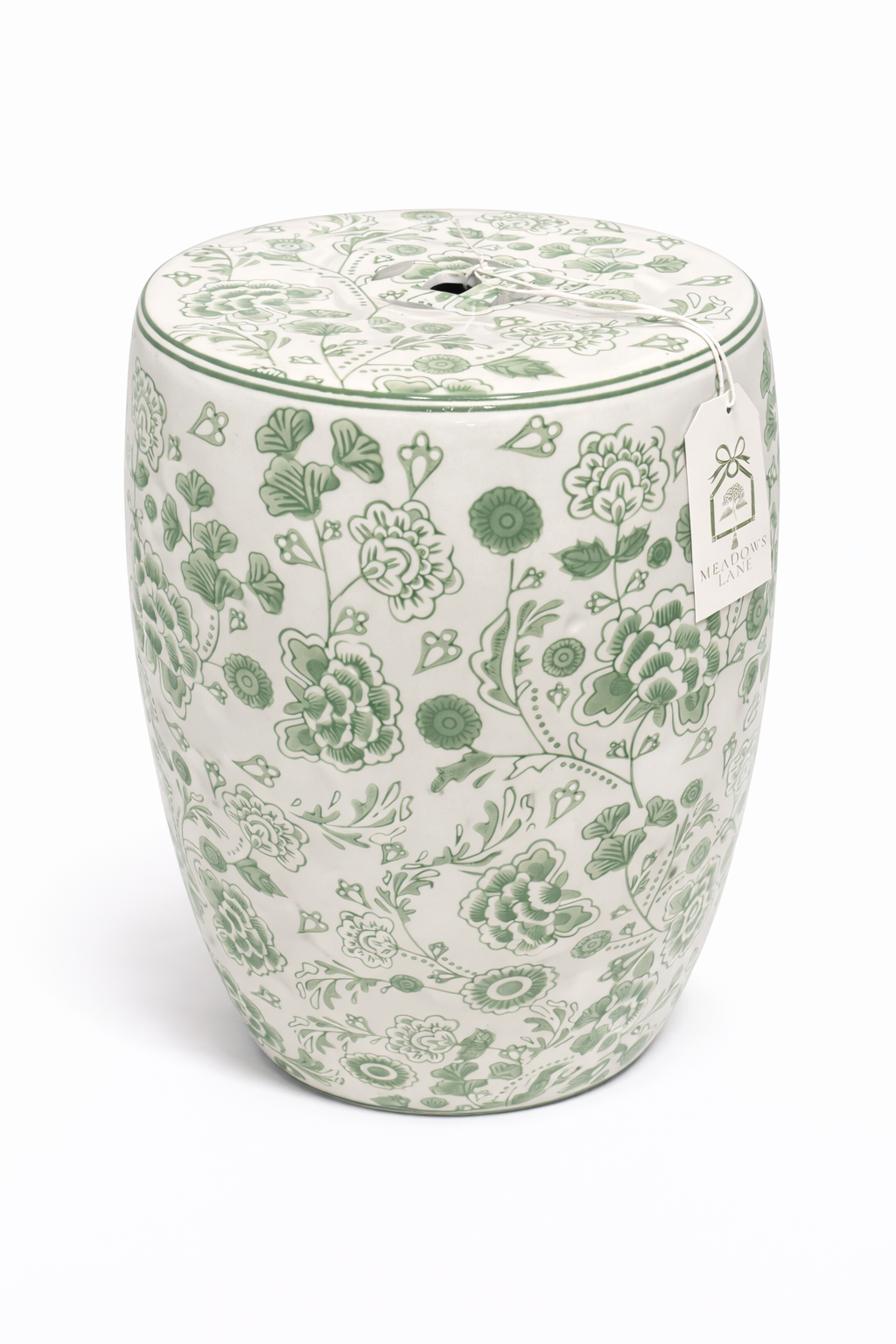Ceramic 18" Hydrangea Chinoiserie Stool