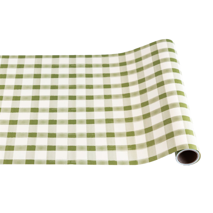 Moss Painted Check Runner - 20" x 25'