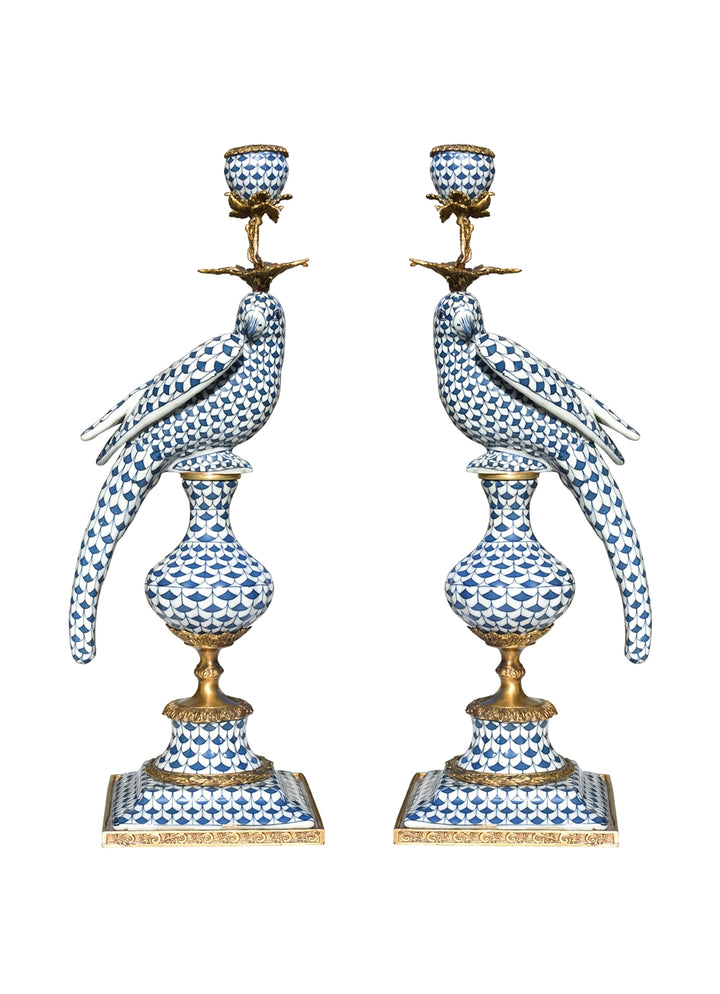 Blue & White Fish-Scale Porcelain Candle Holder