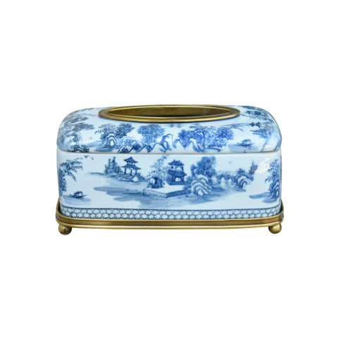 Porcelain Tissue Holder With Bronze Accents