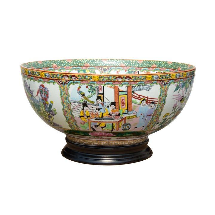 Rose Medallion Bowl with Base 12"