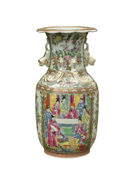 Rose Medallion Dragon Vase
