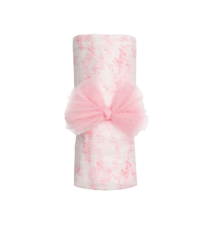 Pink Toile Swaddle with Hair Bow