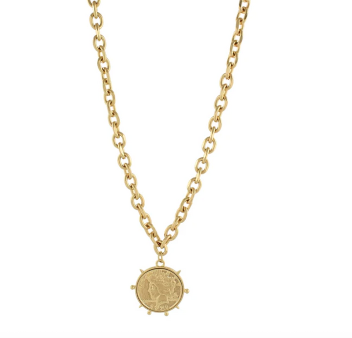 Textured Round Pendant Necklace
