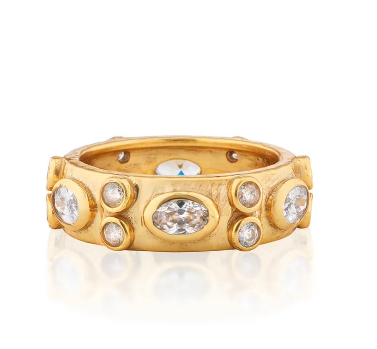 Maharani Hammered Clear Cubic Zirco Ring