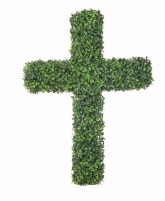 27" Boxwood Cross Wreath