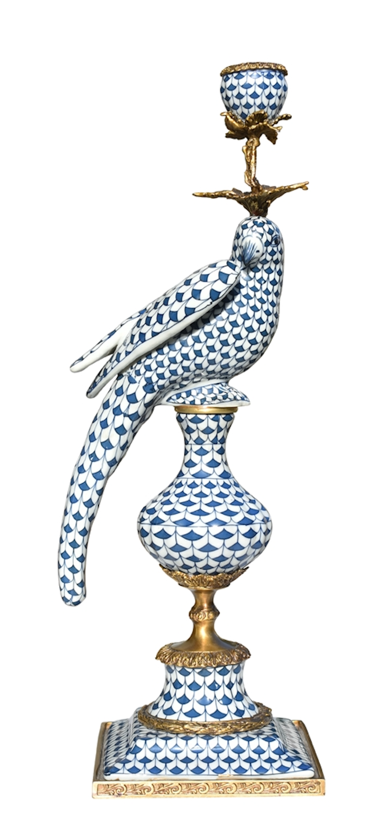 Blue & White Fish-Scale Porcelain Candle Holder