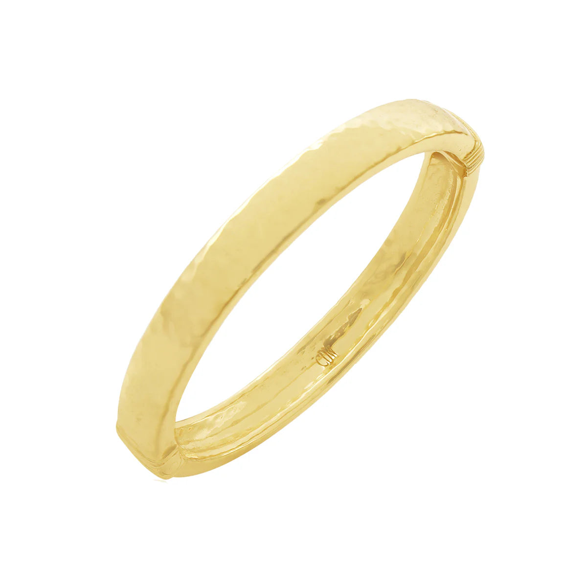 Cleo S,M Oval Hinged Bangle in Hammered Gold