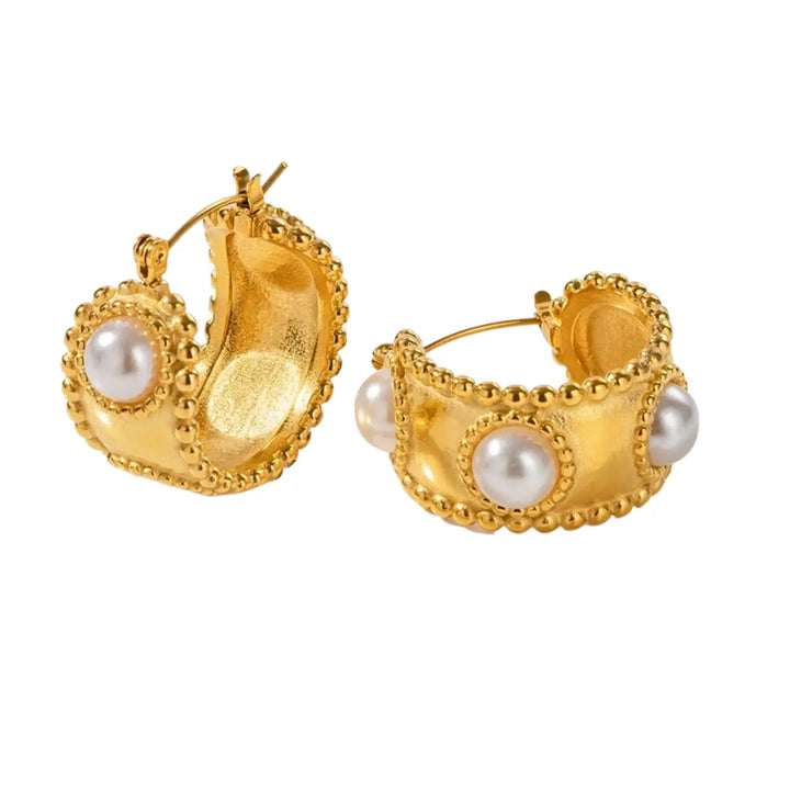 Anne Gold Pearl Hoops
