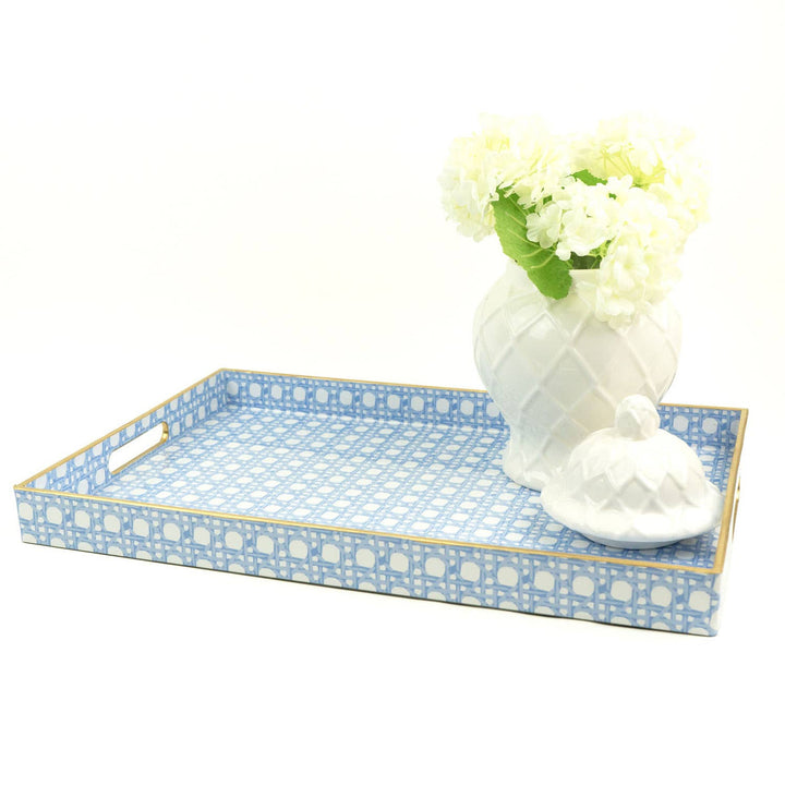 Large Rectangle Cane Tray - Blue