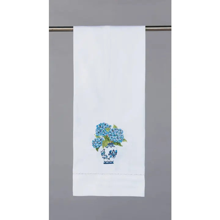Blue Hydrangea Embroidered Guest Towel