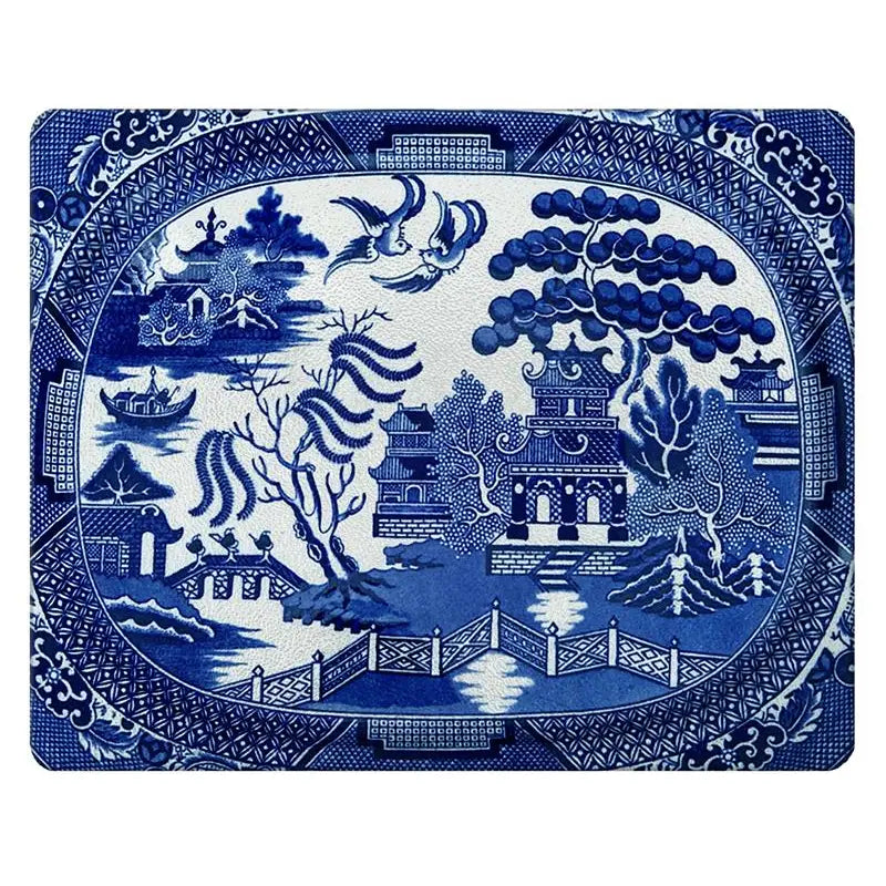 Blue Willow Glass Cutting Board - 12"