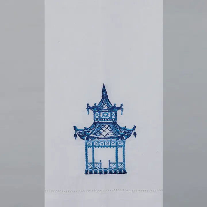 Chinoiseries Pagoda Embroidered Guest Towel