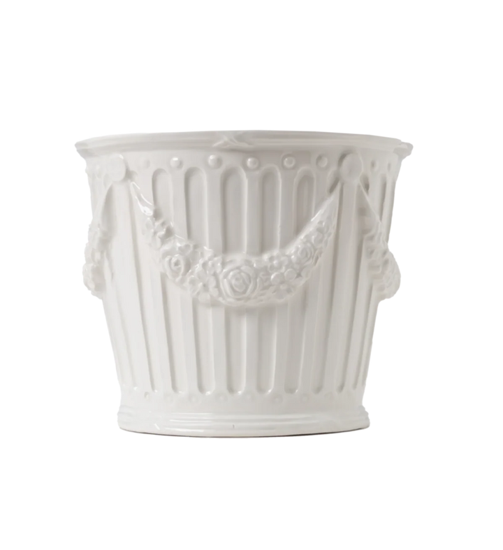 Cachepot Lg Cream Garland Decor