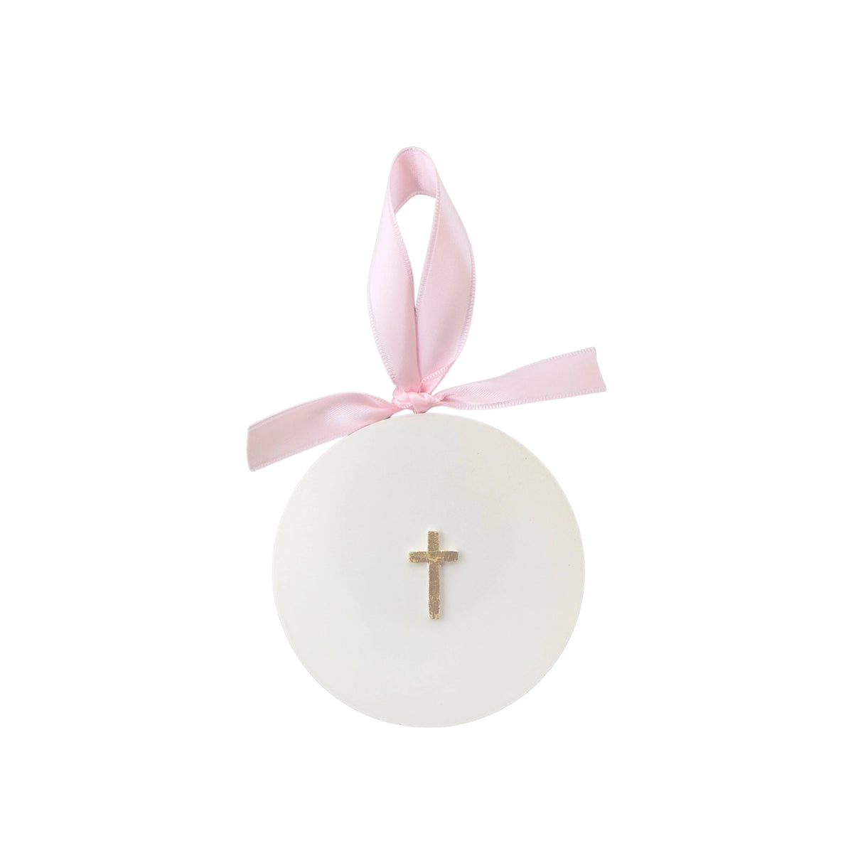 Tiny Cross on Ornament (Baby Pink)