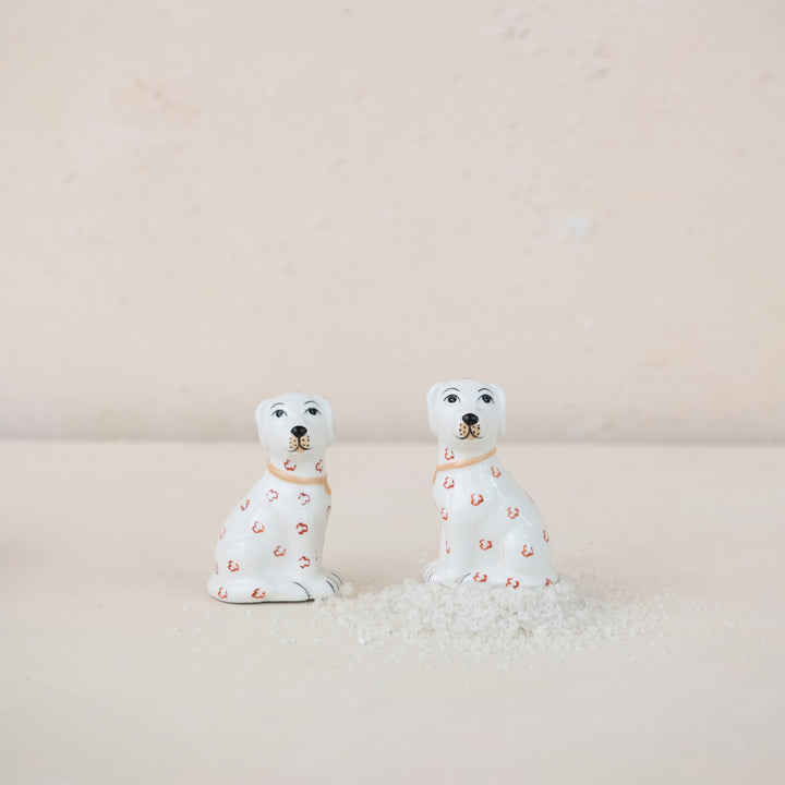 Ceramic Dog Shaped Salt & Pepper Shakers Pair