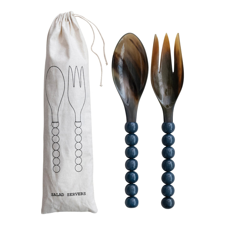 Navy Salad Servers Set