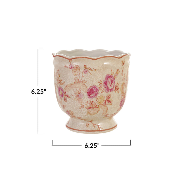 Hand-Painted Stoneware Planter