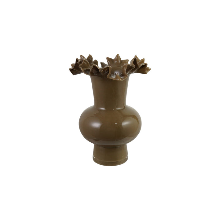 Glass Footed Ruffled Vase