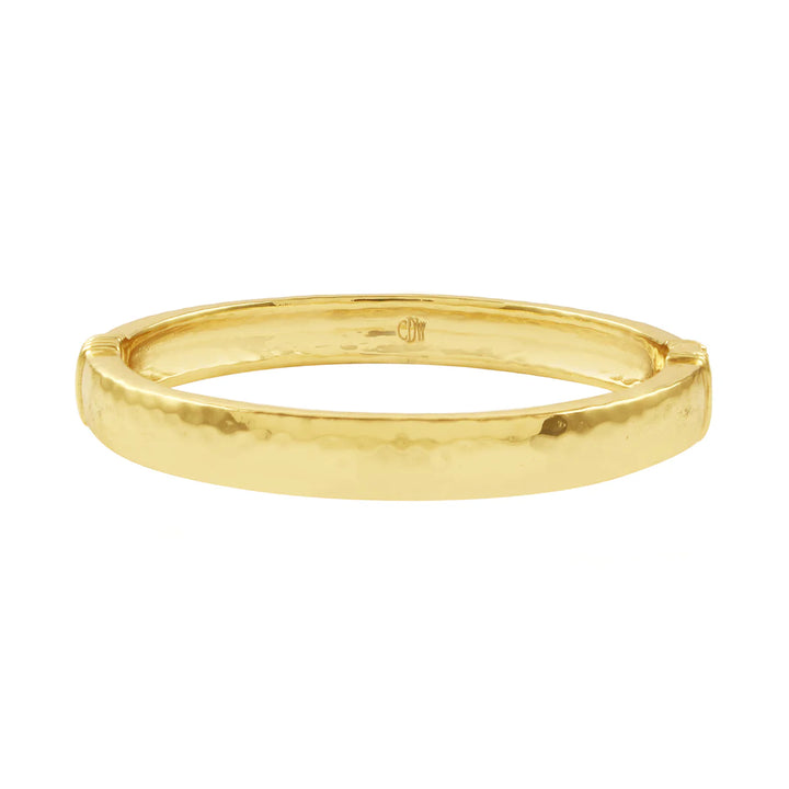 Cleo S,M Oval Hinged Bangle in Hammered Gold
