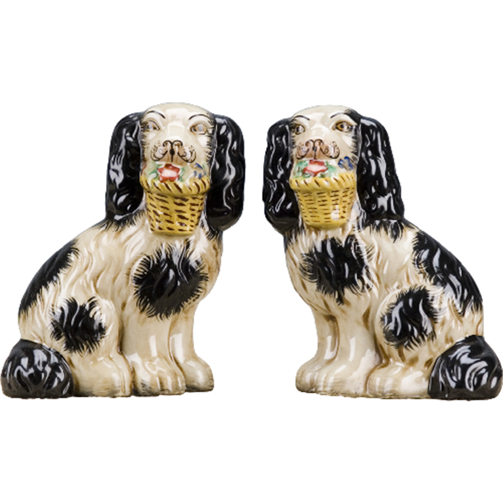 Staffordshire Dogs - Flower Basket 7"