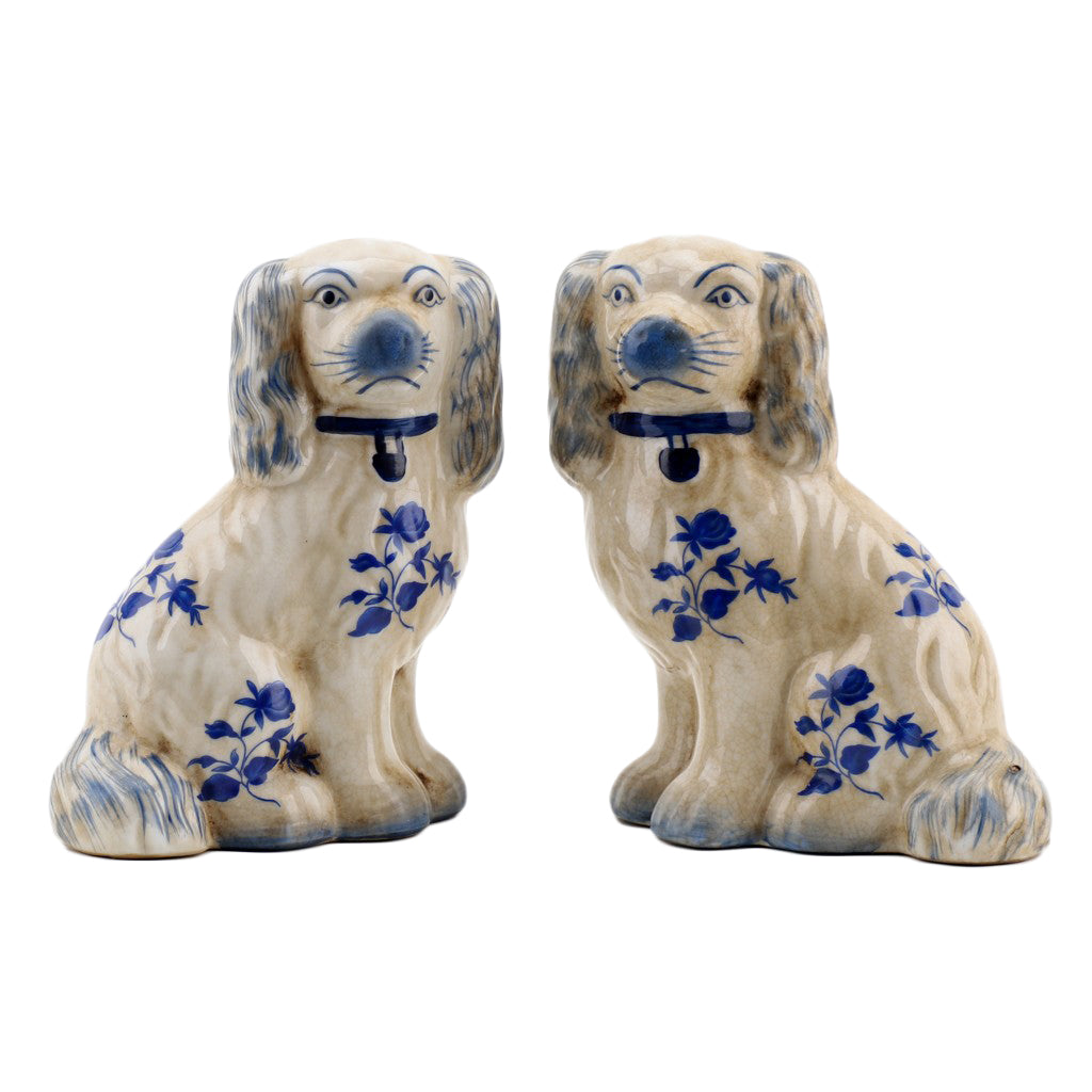 Staffordshire Dogs- Blue Floral 6"