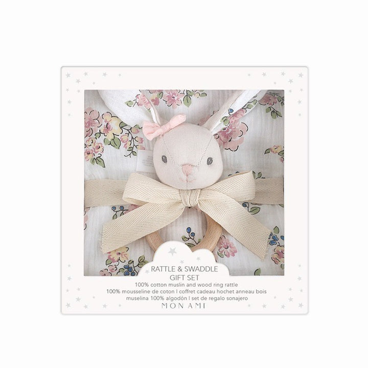 Parisian Floral Muslin Swaddle & Petit Bunny