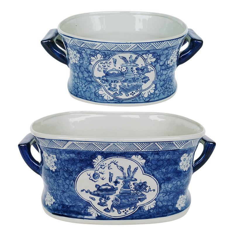 Blue and White Planter