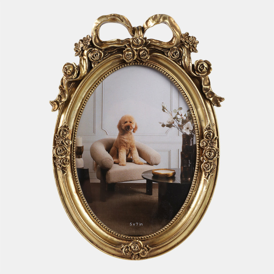5x7 Resin Coquette Bow Oval Photo Frame