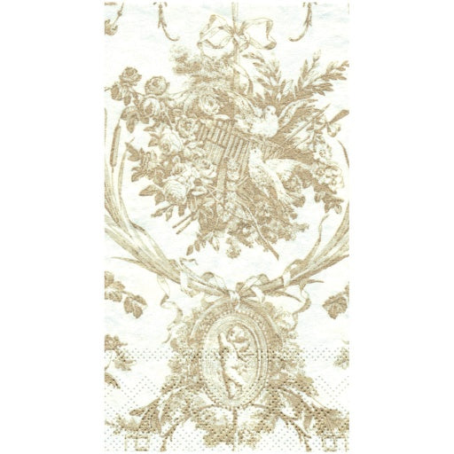Romantic Toile Gold Guest Towel