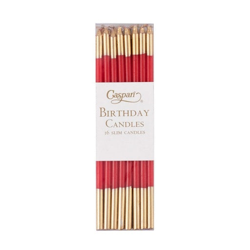 Birthday Slims-Red/Gold Candle Birthday Slims 16-In