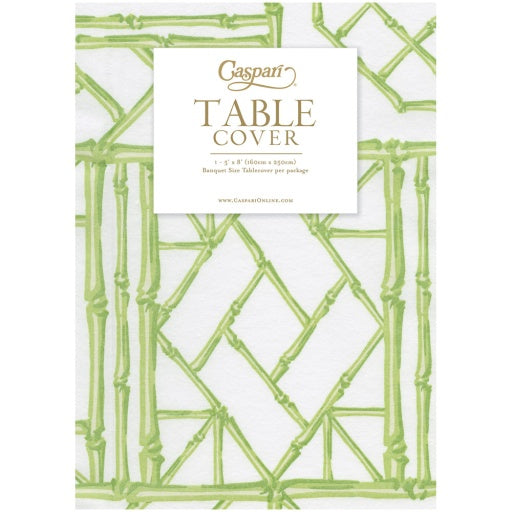 Bamboo Screen Moss Green-Ppr Linen Print Airlaid Tablecover 5.2'X8.2