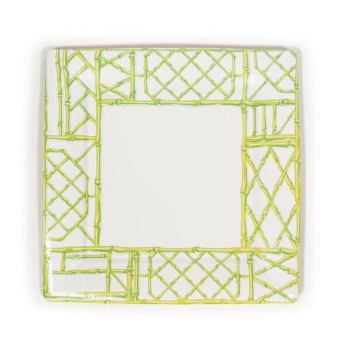 Bamboo Screen Moss Green Sq Dinner Plates Square