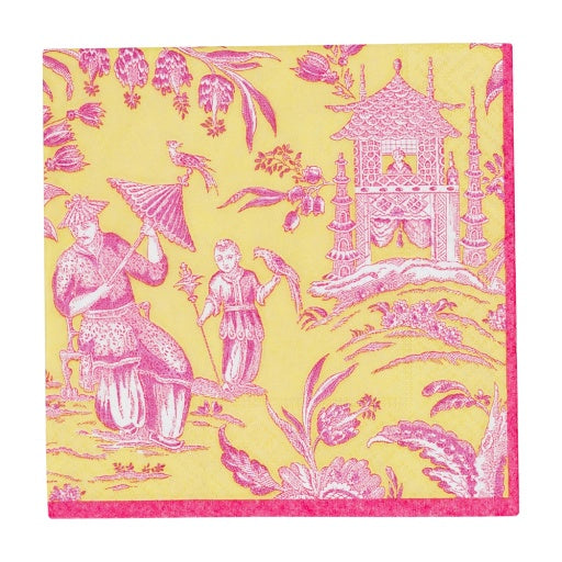 Silk Road Toile Chartreuse Napkin Cocktail