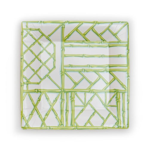Bamboo Screen Moss Green Sq Salad/Dessert Plates Square