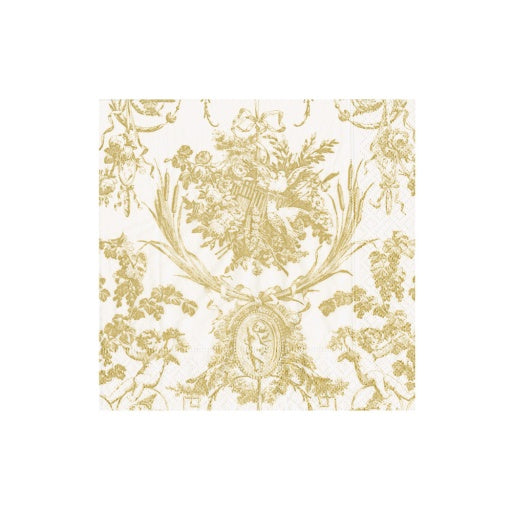 Romantic Toile Gold Napkin Cocktail