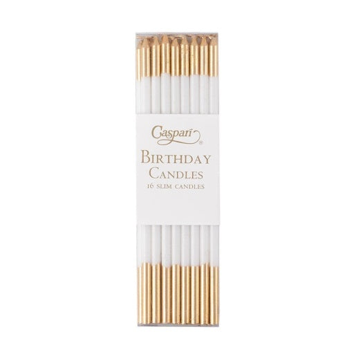 Birthday Slims-White/Gold Candle Birthday Slims 16-In