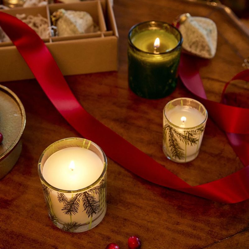 Frasier Fir Votive Candle Pine Needle Design