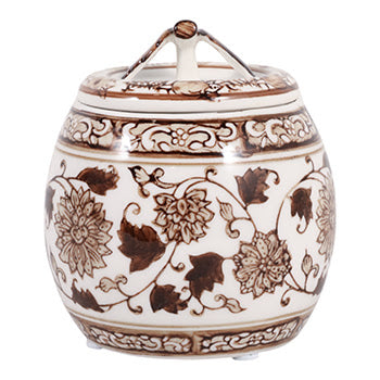 Chinoiserie Lidded Candle - Brown
