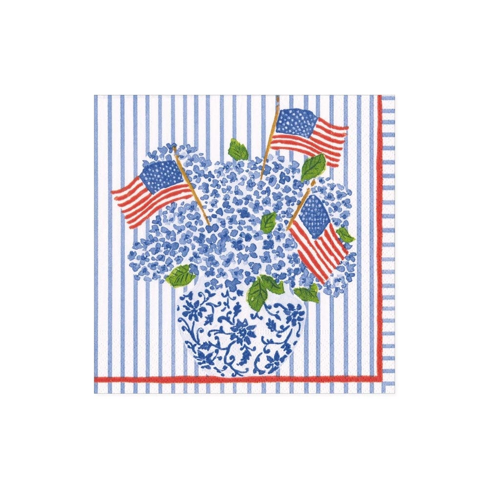 Cocktail Napkins - Flags and Hydrangeas