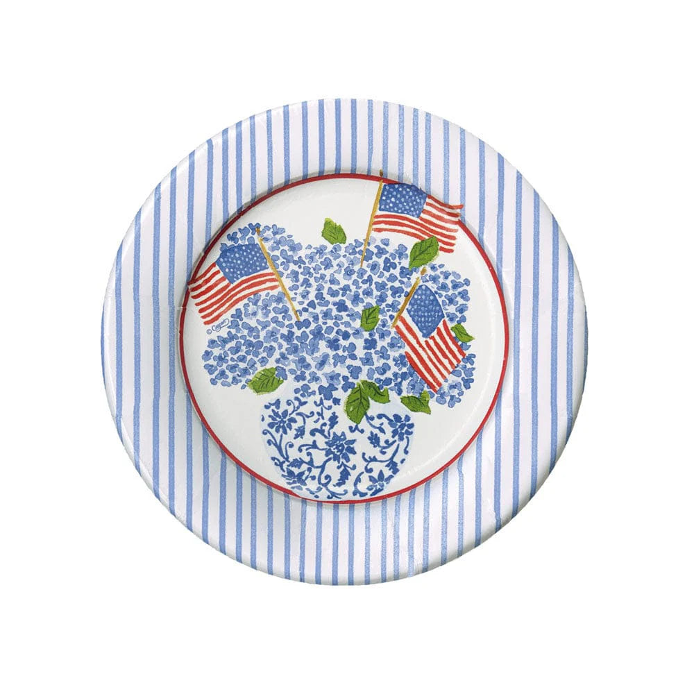 Salad Plates - Flags and Hydrangeas