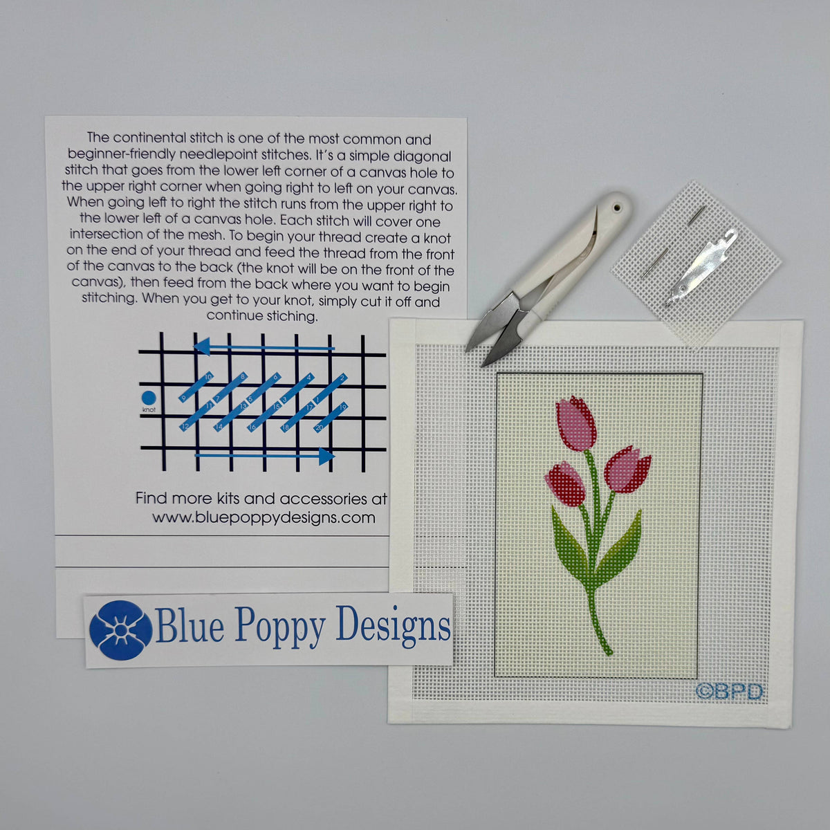 Tulips Needlepoint Kit (solid beige background)